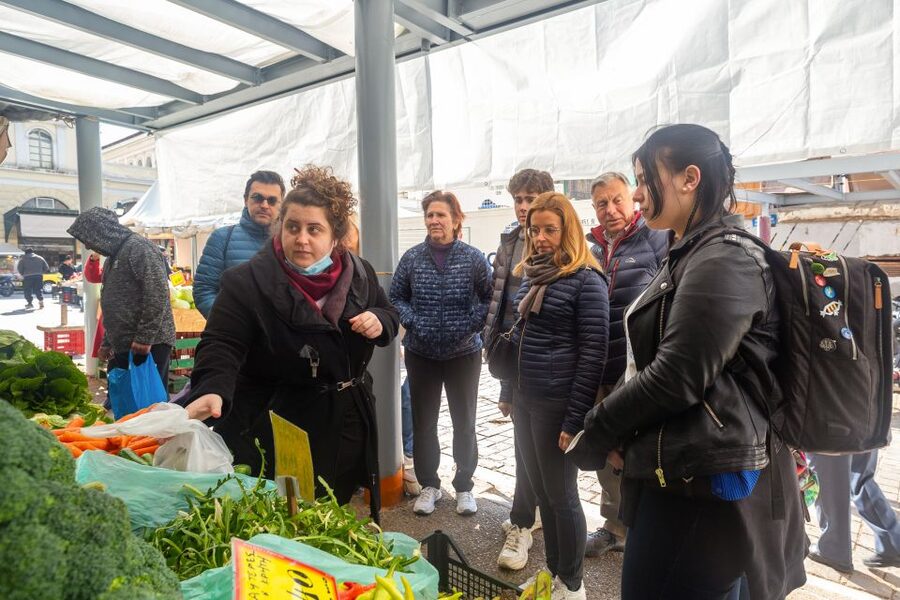 Athens: Food Market Visit and Cooking Class with Wine - Eating the meal you helped make