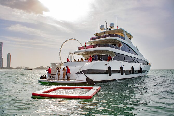 Dubai Harbour Super Yacht Experience with gourmet & Drinks - The Burj Al Arab and Dubai’s seafront view