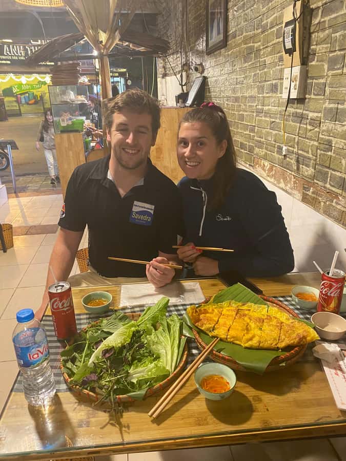 Hanoi Vegan Street Food & Train Street Tour - Crispy banh xeo, banh ran, and the fried course