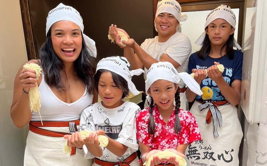 Kyoto Michelin Ramen Workshop or Painting Ramen Essentials - Mixing, rolling, and cutting the ramen noodles