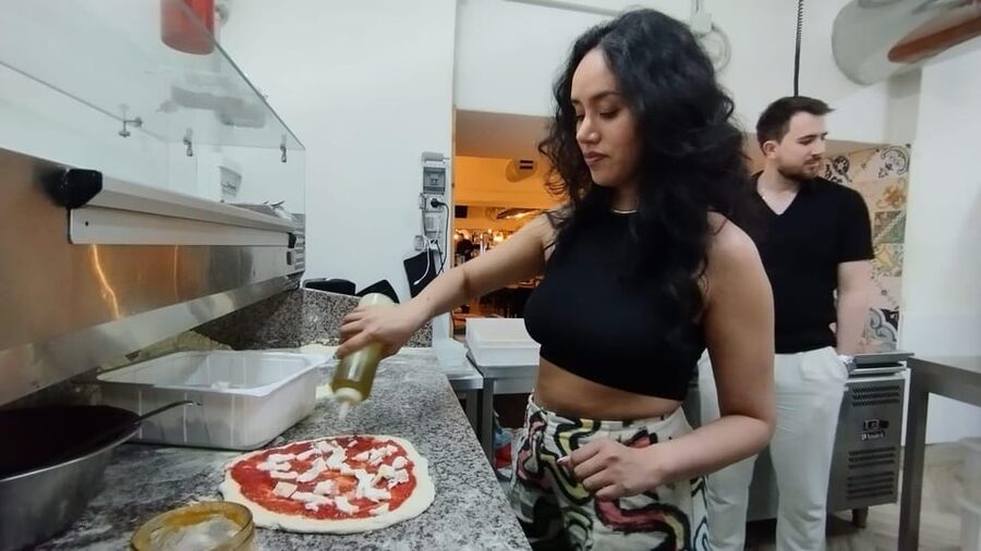 Naples: Pizza Making Class with Neapolitan Chef and drink - Making dough from flour to pizza base