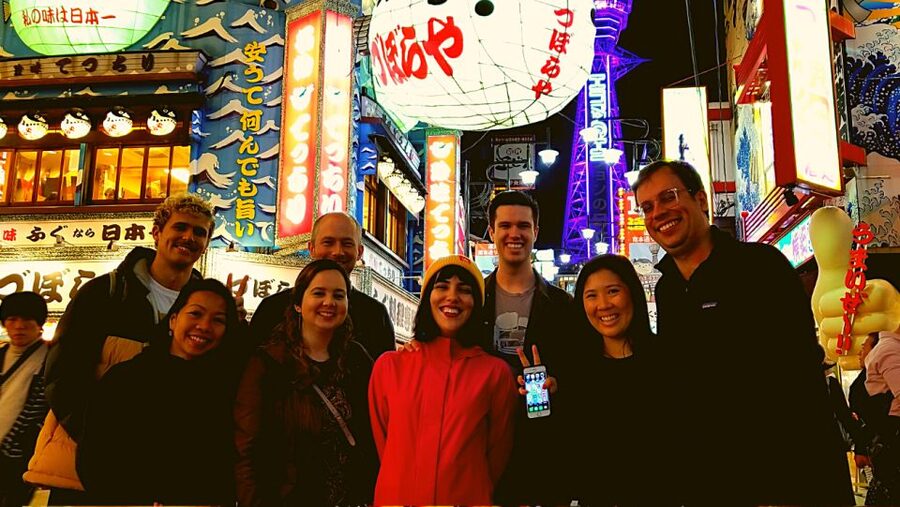 Osaka: Shinsekai Food Tour with 13-15 Dishes at 5 Eateries - The final meal: tonpeiyaki, edamame, karaage, and dessert