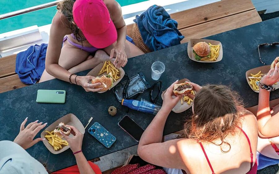 Split: Blue Lagoon and 3 Island Cruise with Food and Drinks - Čiovo and Borko beach bar finish the day