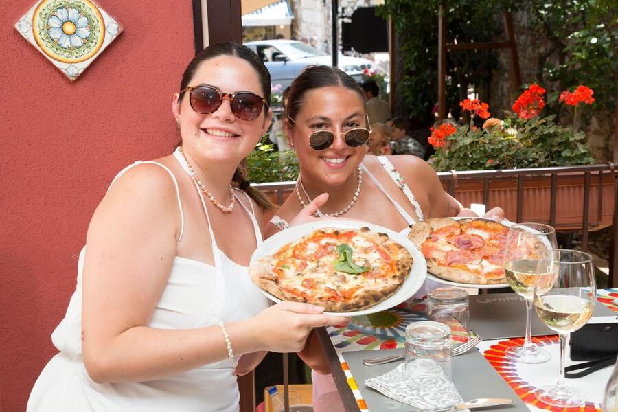 Taormina Pizza making class - Kneading dough and learning from the chefs