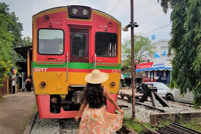 Train & Floating Market Food Adventure + Scenic train ride - Mae Klong Railway Market and the passing train